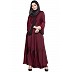 Embroidered Umbrella cut Nida abaya- Maroon